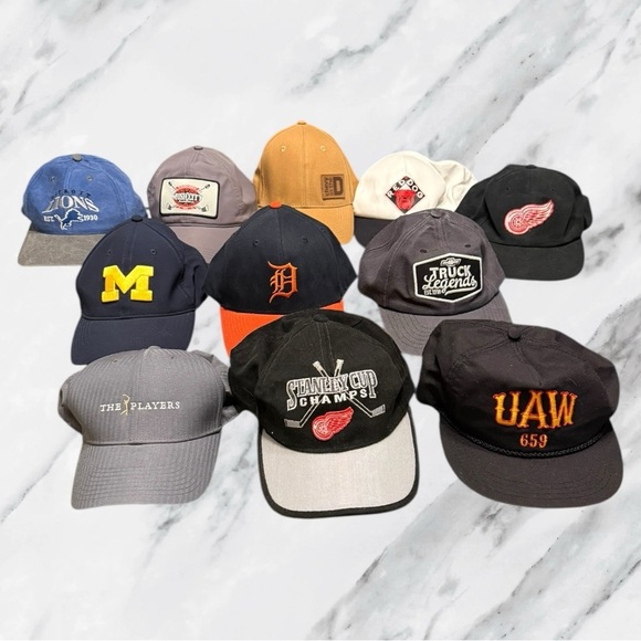 Hat Bundle Snapback Vintage Detroit Chevy Red Wings Lions Michigan Red Beer Nike - Picture 1 of 6